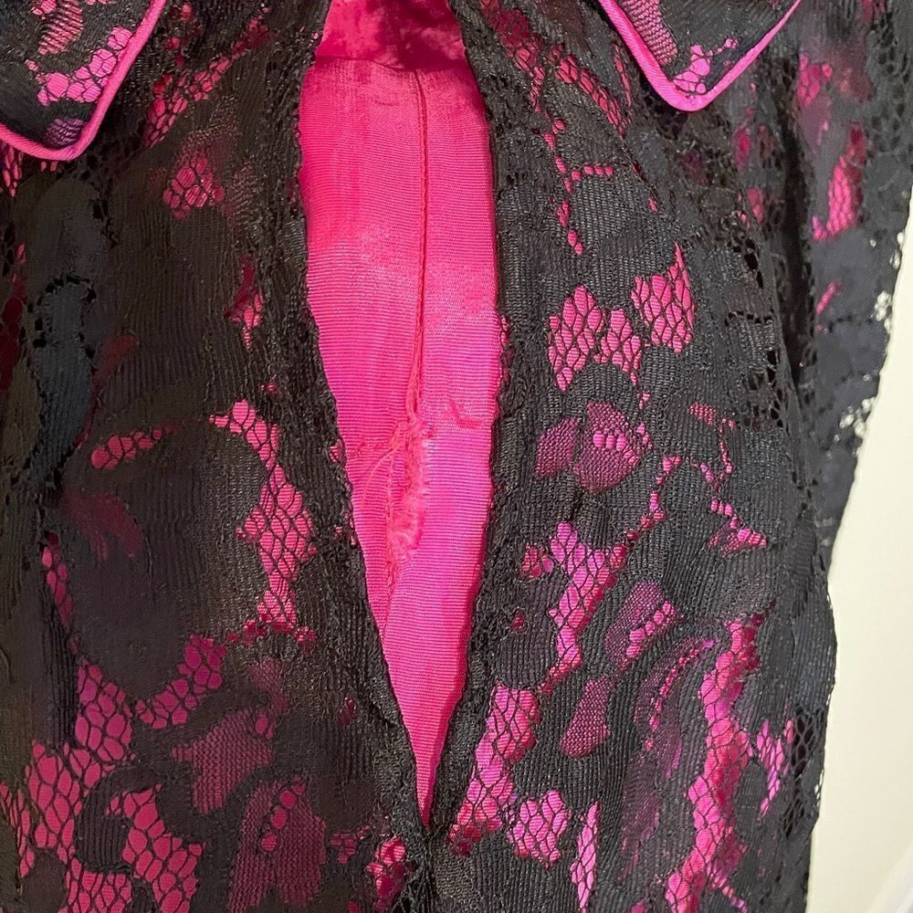 Anthropologie Yoana Baraschi pink and black lace dress Size 10 - Picture 9 of 9